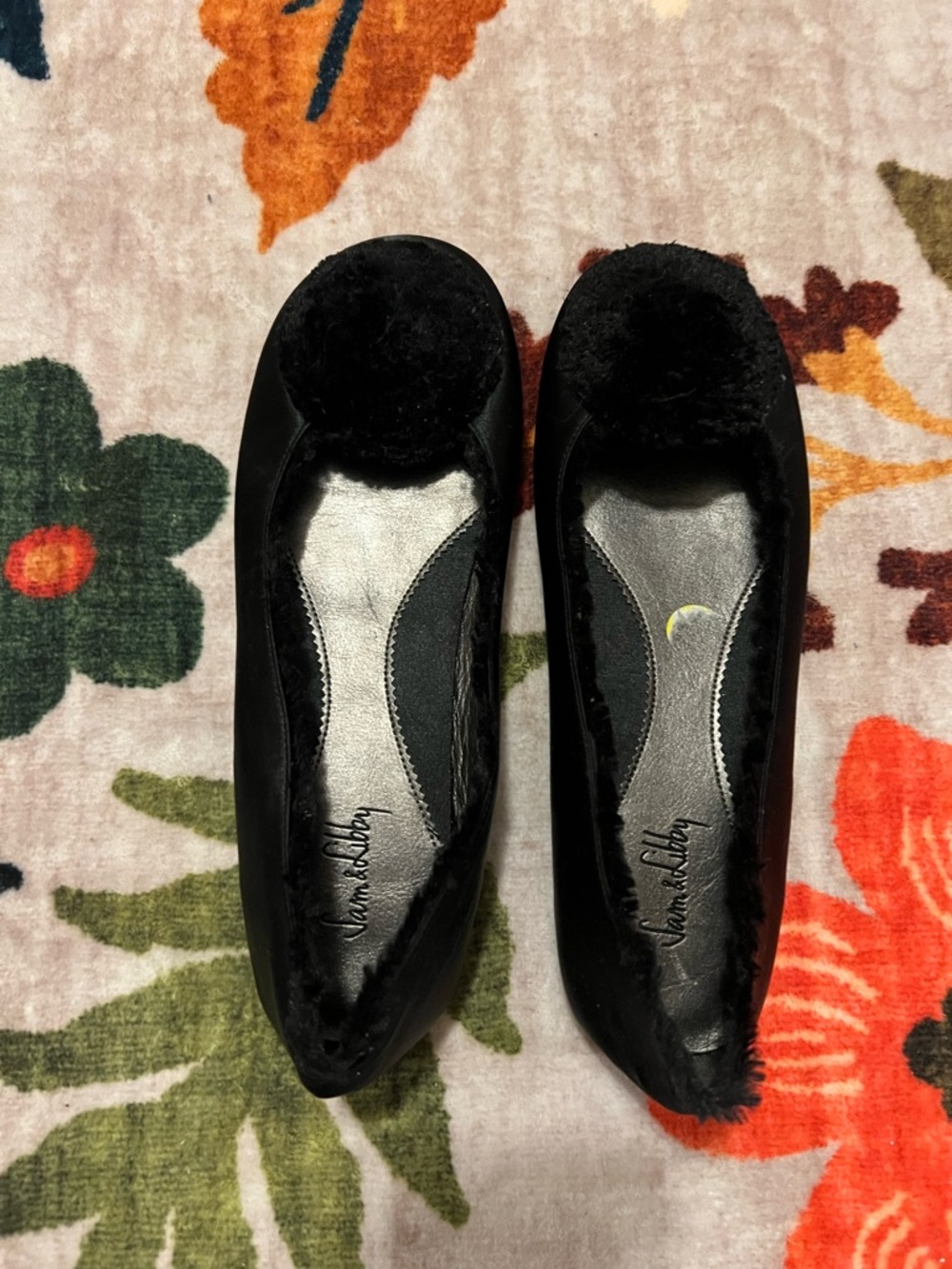 NEW Black Satin Pom Ballet Flats